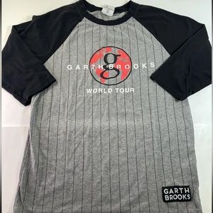 Garth Brooks World Tour Gray Pinstripe Raglan 3/4 Sleeve T-Shirt Sz XL Country